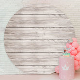 Aperturee - Stripe Wooden Happy Birthday Circle Backdrop
